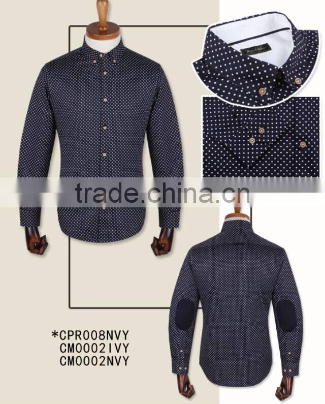100% cotton dot printing button downs dress men shirts
