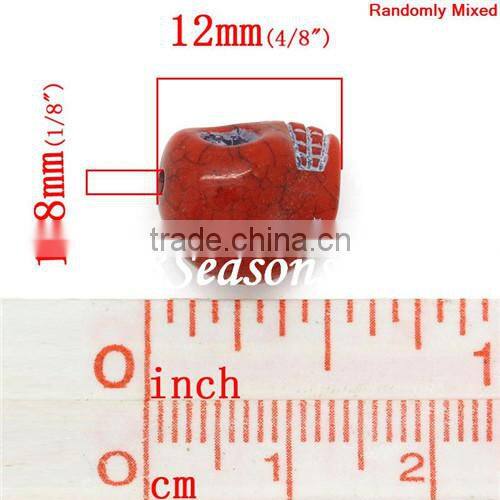 Mixed Crackle Pattern Halloween Skull Acrylic Spacer Beads 12x11mm