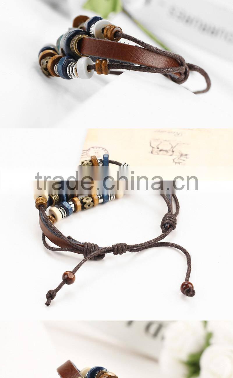 Stainless Steel Magnetic Clasps Pu Leather Bracelet