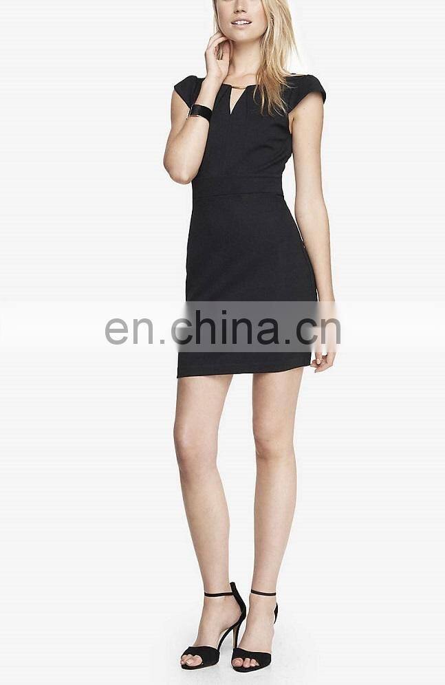 CHEFON Pleated keyhole ponte knit women evening dress 2016 wholesale