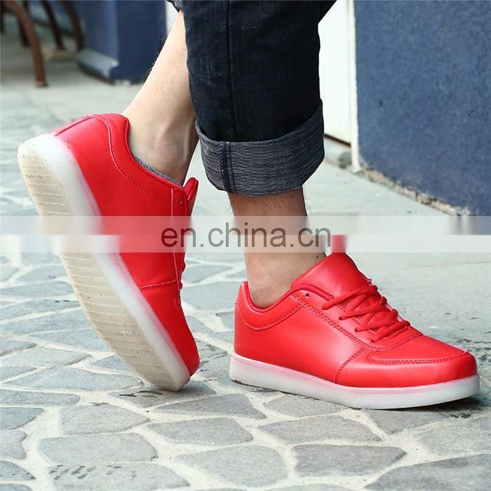 L1601 Latest design Hot sale Red PU leather mens sneakers light up LED shoes
