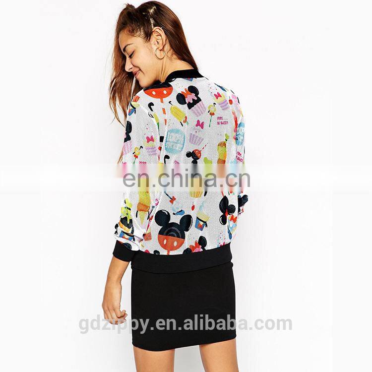 New arrival funny printing women bomber jacket wholesale