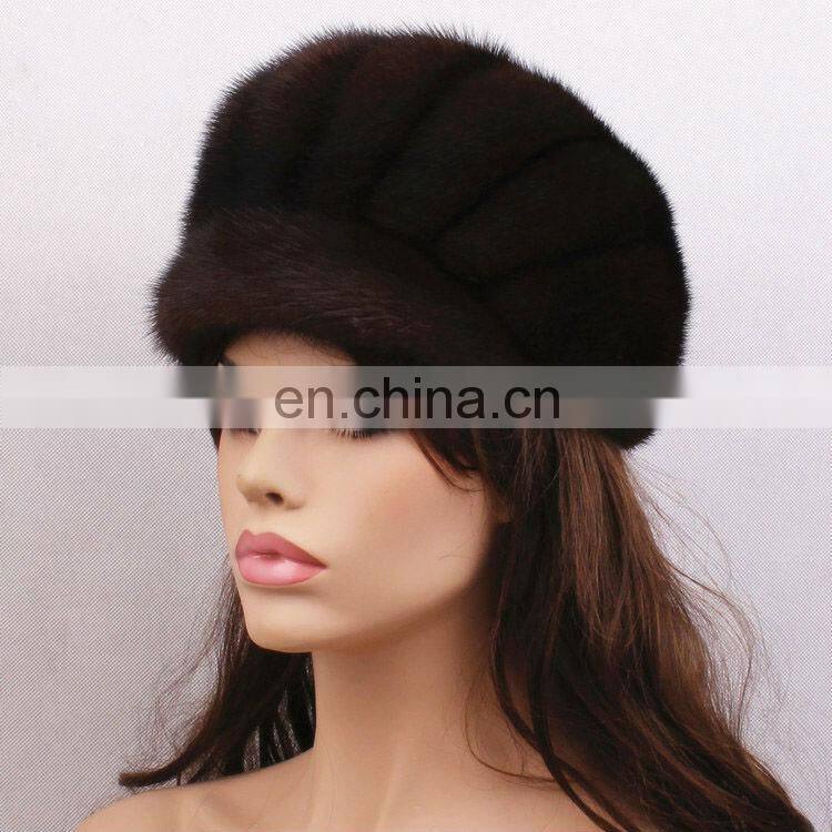 Genuine hot fashion black mink fur hat