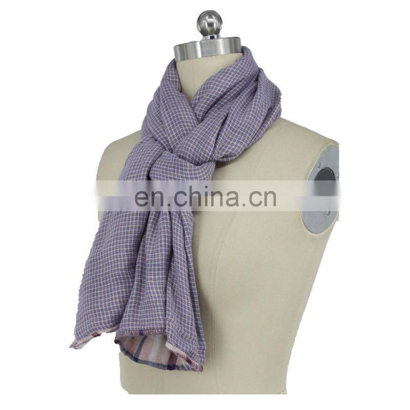 Direct Factory Cotton Check Dots Double-Layer Scarf
