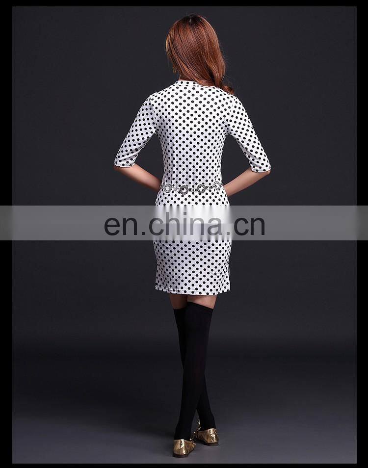 T-5112 Sexy slim black and white round dot women belly dance skirt