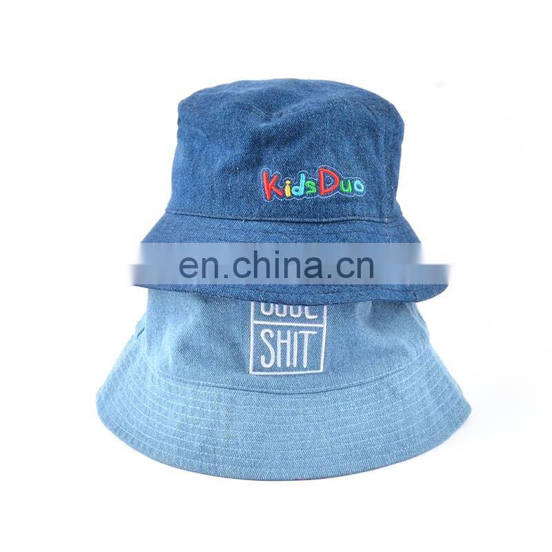 Summer denim blank reversible custom made bucket hat