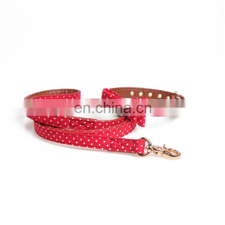 Amazon best selling cute polka dot pattern bowknot dog collar and leash set