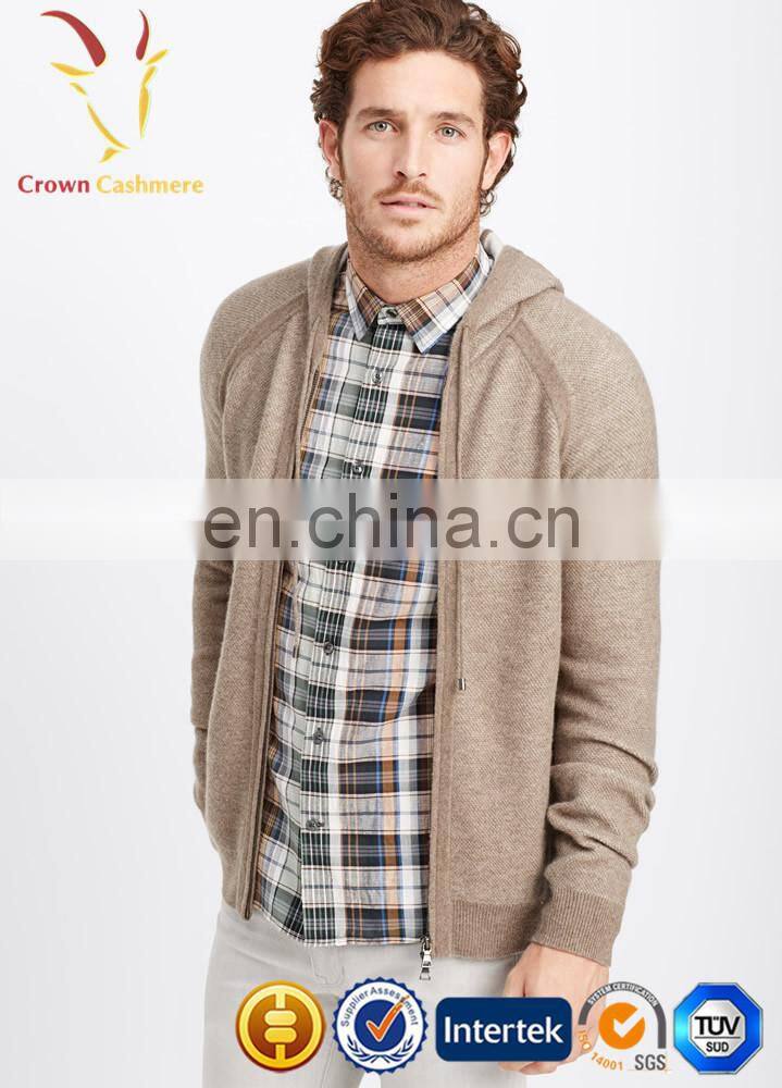 Cashmere Men Casual Hooded Knitted Cardigan Sweater