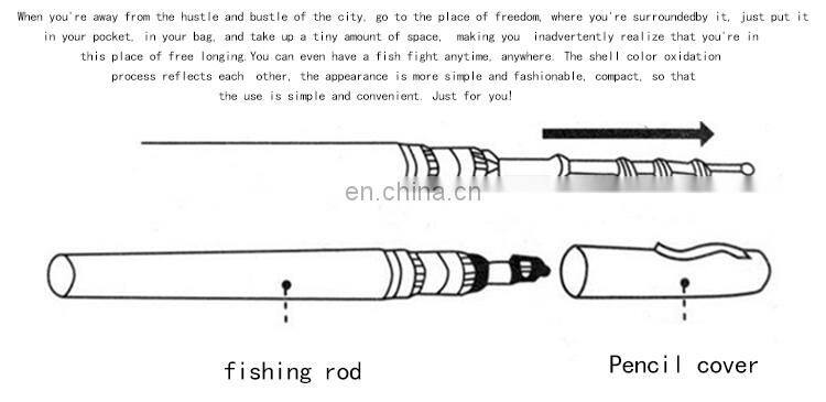Balight Portable Pocket Telescopic Mini Fishing Pole Pen Shape Folded Fishing Rod With Reel Wheel