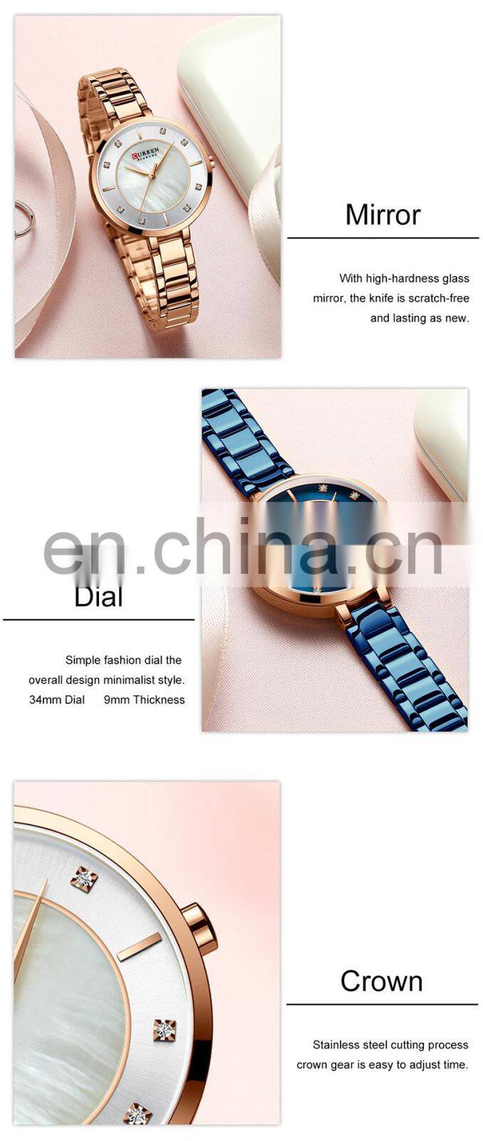 CURREN 9051 Women Bracelet Elegant Business Quartz Watches Japan Movement Stainless Steel Ladies Wristwatch