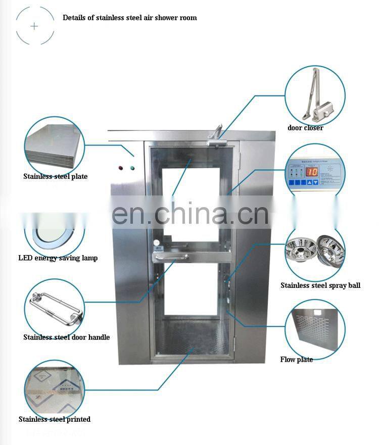 Professional Manufacture High Efficiency Cleanroom Air shower Class 100 48 Nozzles Air Shower Room