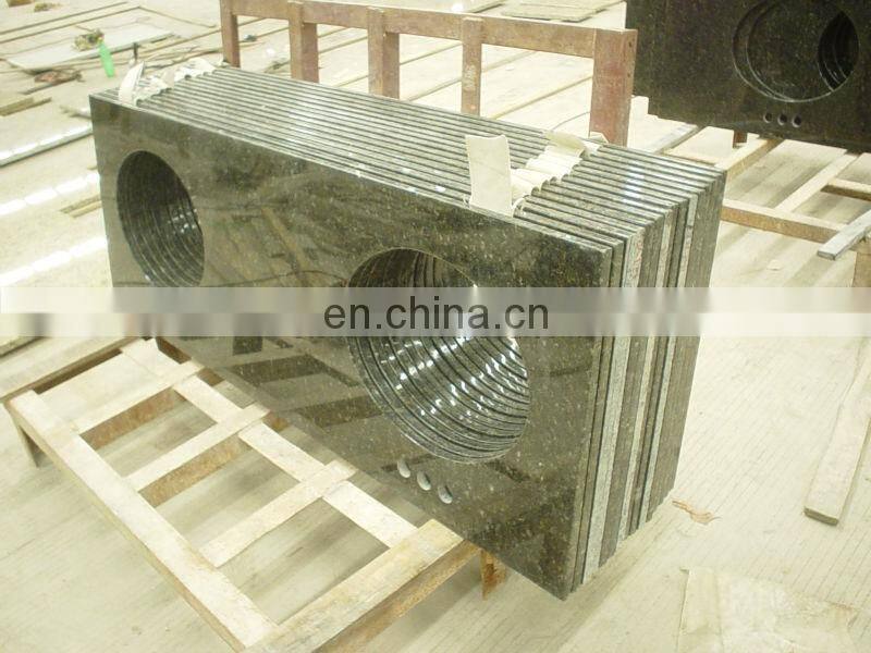 Granite prefab double sink vanity top