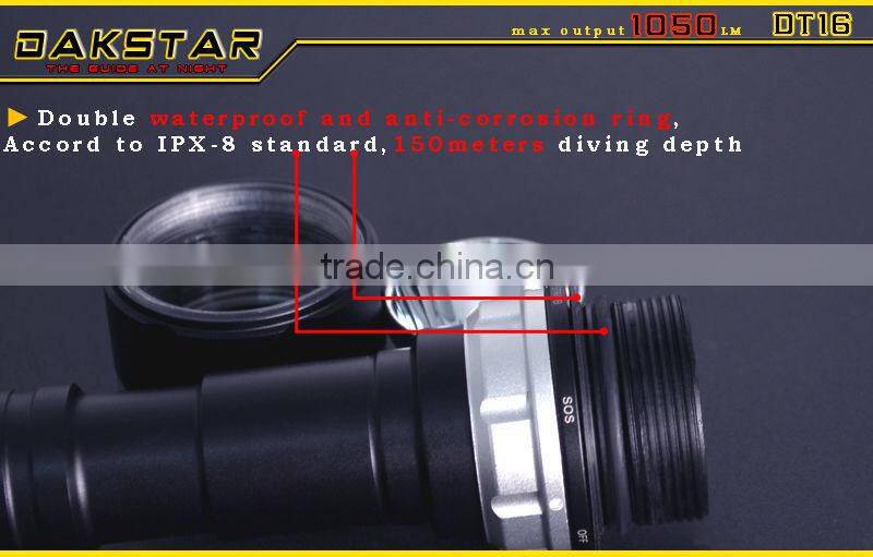 DAKSTAR DT16 1050LM CREE XML T6 18650 Rechargeable Magnet Switch IPX8 LED Diving Torch