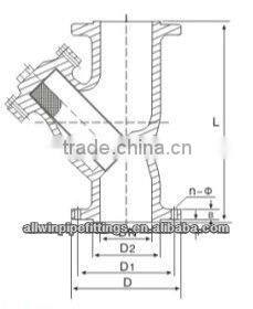 flanged Y-strainer ductile iron with drawing