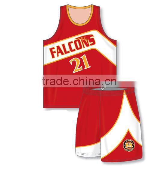 100% polyester sublimated red basketball jersey red color