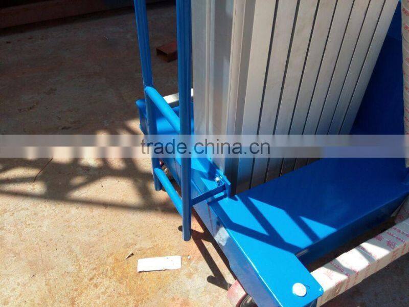 12m hydraulic man lift for glass washing / Double mast aluminum lift platform