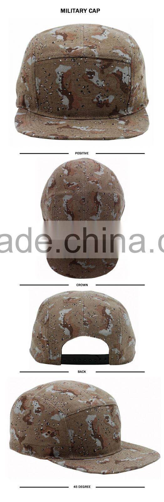 100% arcylic flat brim 5 panel camo military snapback cap wholesale
