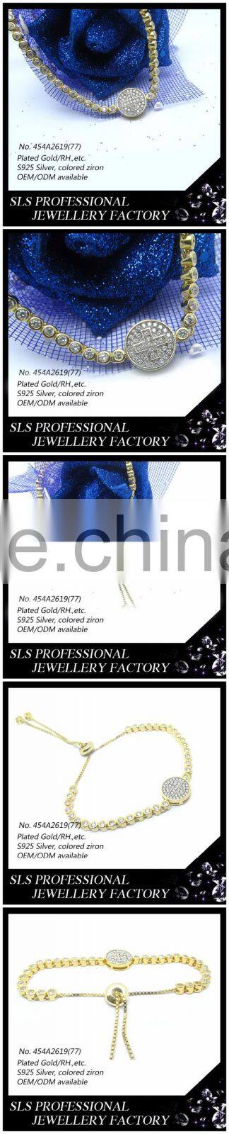 2015 Latest special design yellow gold plated 925 silver CZ paving setting cheap cross inside bracelets for American market