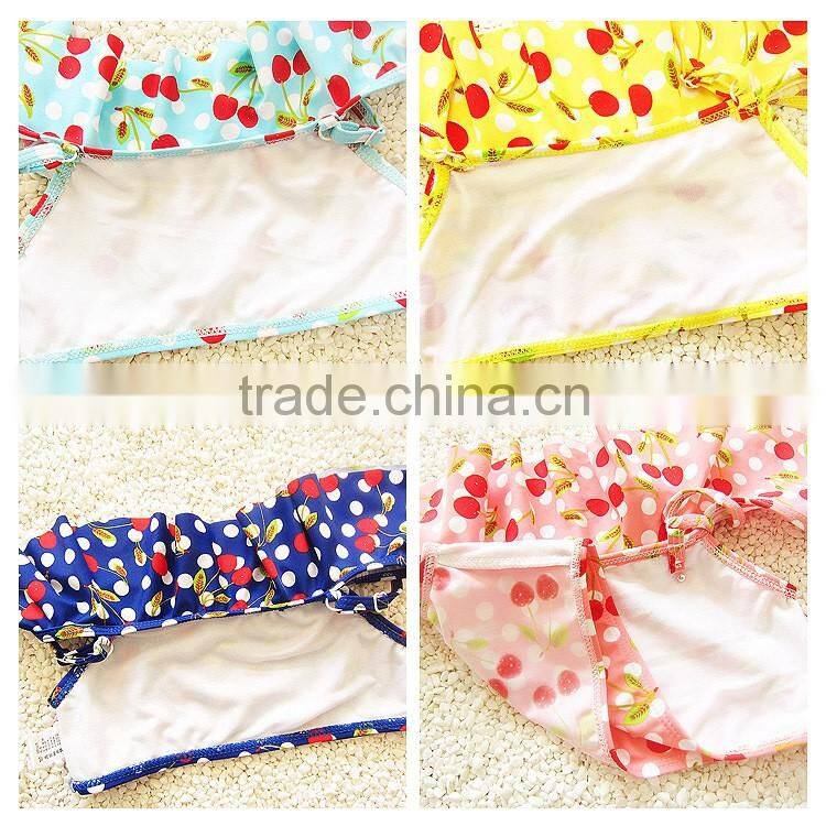2016 Summer hot sale breathable swomwear baby girl cherry bikini lovely girl beachwear