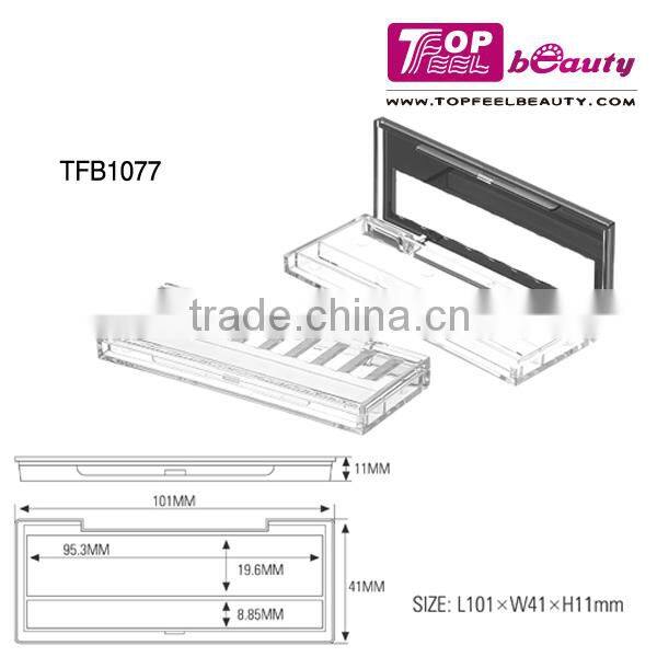 TOP QUALITY multi-color empty rectangle eyeshadow case with clear plastic lid
