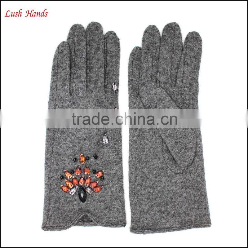 the best sales women fashion diamond embellish woolen gloves