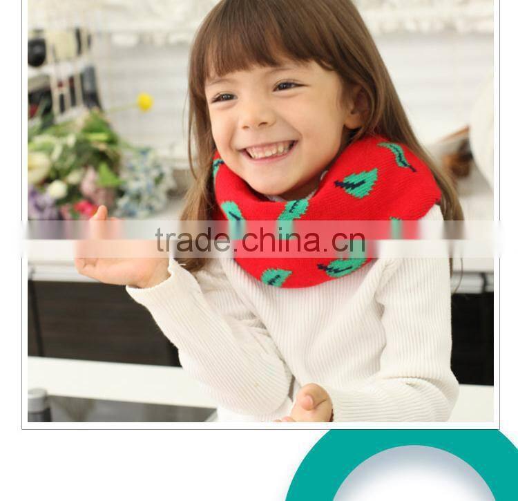 Newest Small Leaf Spreaded Fashion Cute Kids Knitted Winter Circle Loop Scarf