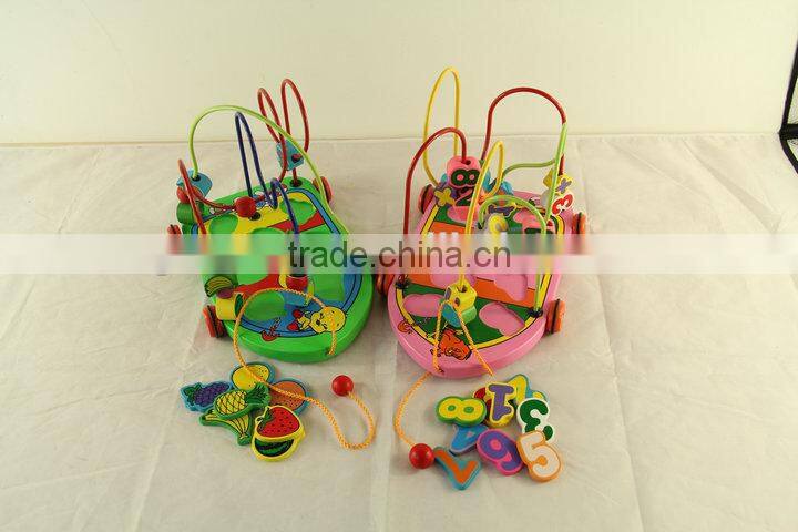 wooden toy boat wooden bead maze toy