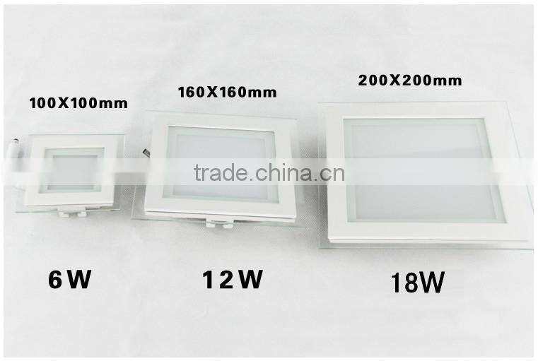 Dimmable 6w 12w 18w Square Glass LED Panel Light SMD 5730 LED Square Kitchen Lamp Indoor Lighting