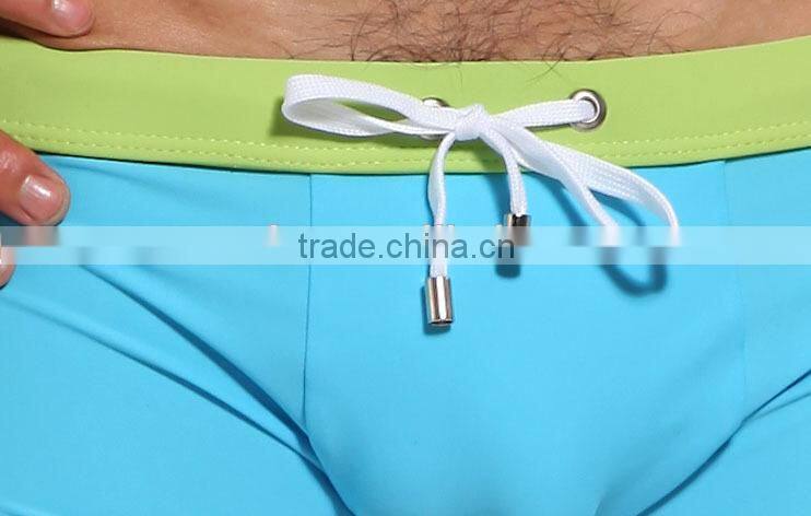 2015 Solid Men Knot Swimwear Plus size Swimwear Sexy Boxer Men Swimwear Short