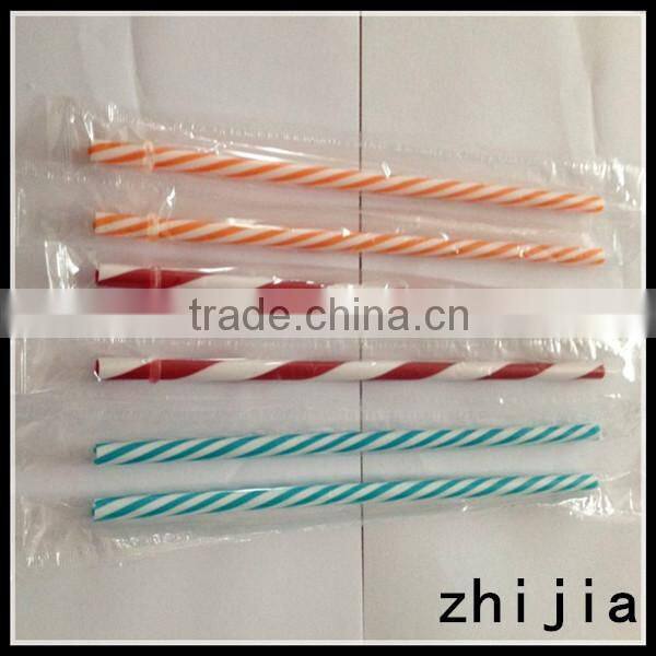 Colorful plastic wrapped straws