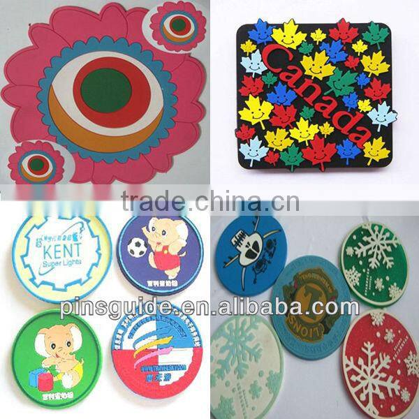 OEM Factory Sales High Quality Eco-friendly Custom Cup PVC Coasters For 2014 New Year's Decoration