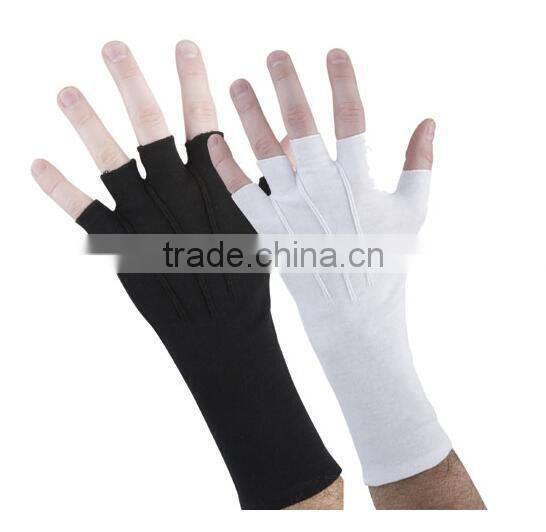 fashion button cuff organic dermatological cotton thin white knitted cotton gloves