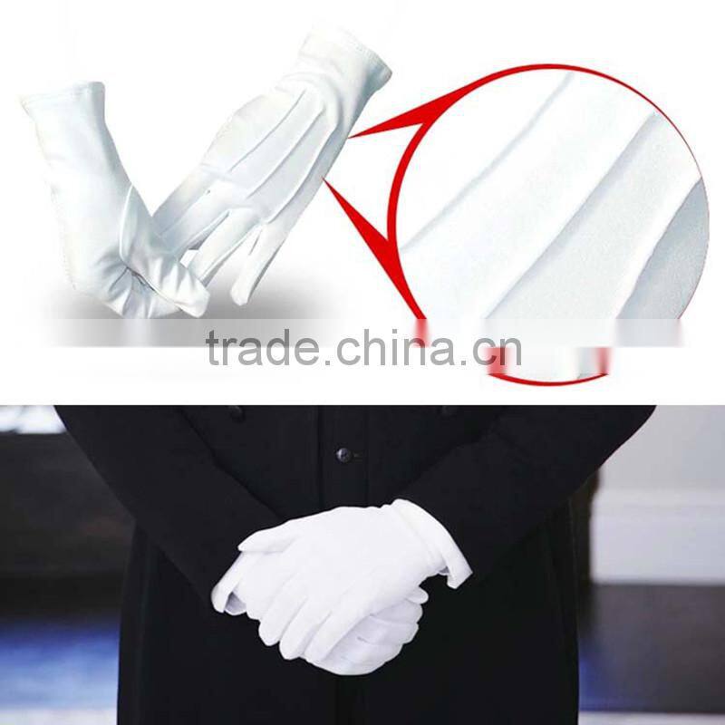 fashion button cuff organic dermatological cotton thin white knitted cotton gloves