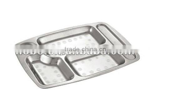 Stainless Steel 5 compartments mess tray/lunch tray