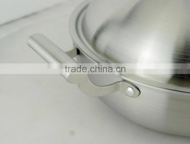 3 ply composites stainless steel wok with lid