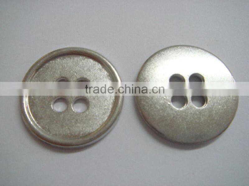 20mm metal plating covere four hole shinny silver button