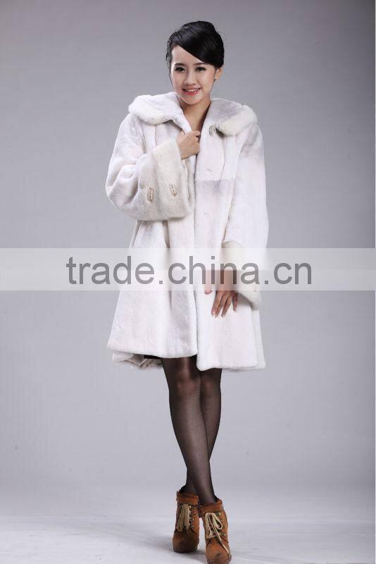 spray painting rex rabbit fur coat with mink trim for hood