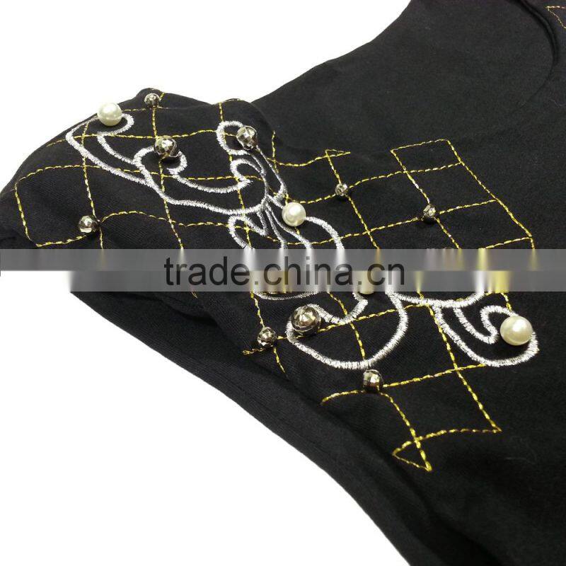 Hot Selling Padded Shoulder Pearl Beaded Fashion Top