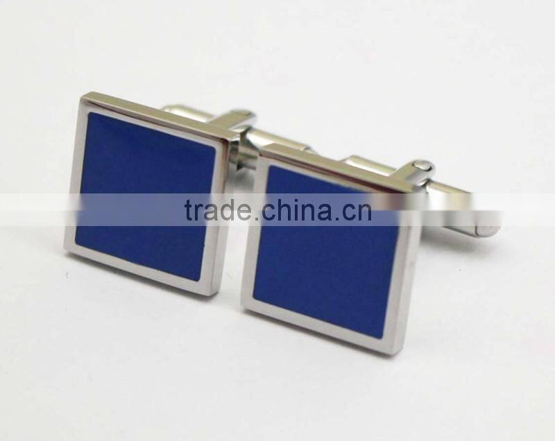 Wholesale Blue Square Shape Stainless Steel Cuff link