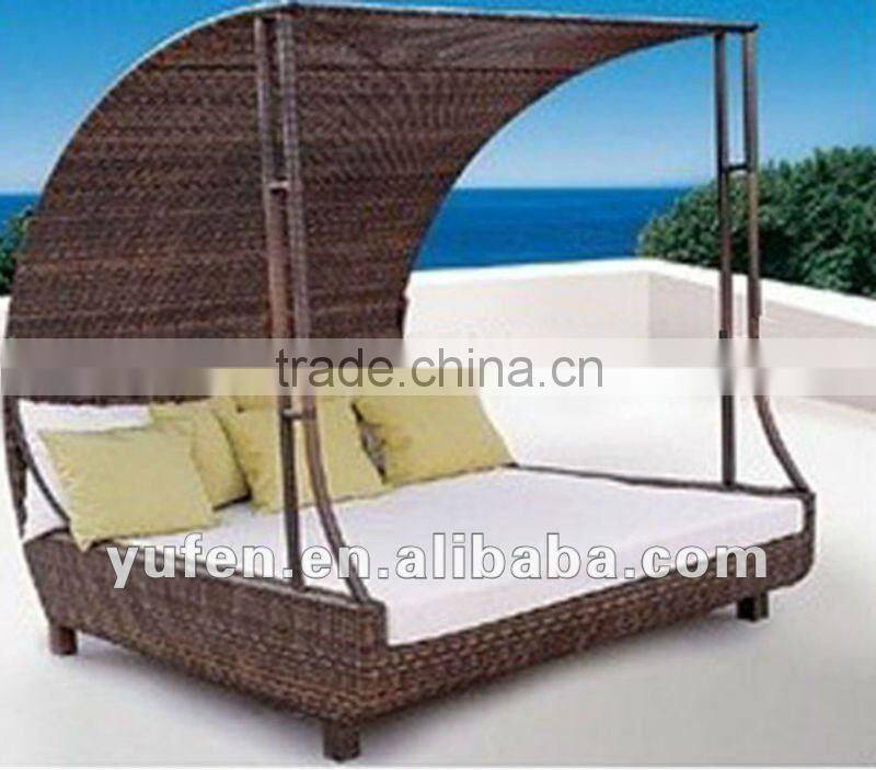 outdoor synthetic rattan furniture aluminium beach bed