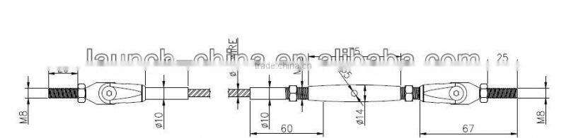 stainless steel 316 wire rope tensioner for wood handrail