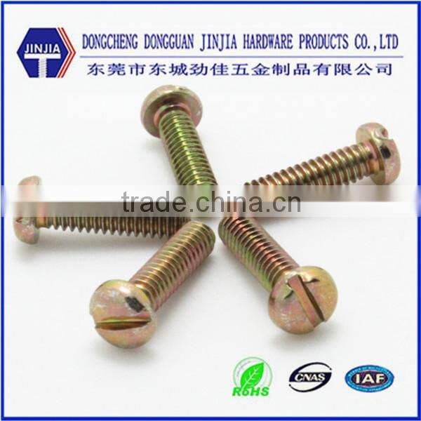 ASME 1/8-40*12 metric machine yellow zinc slotted round head screws