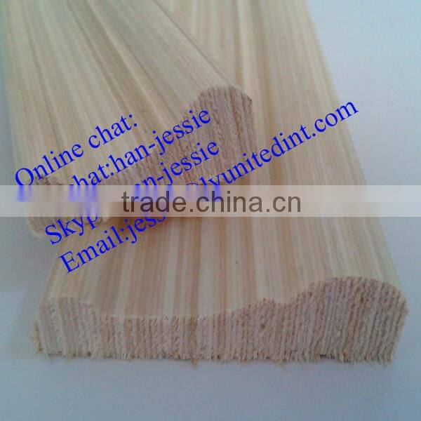 unpainted wood baseboard