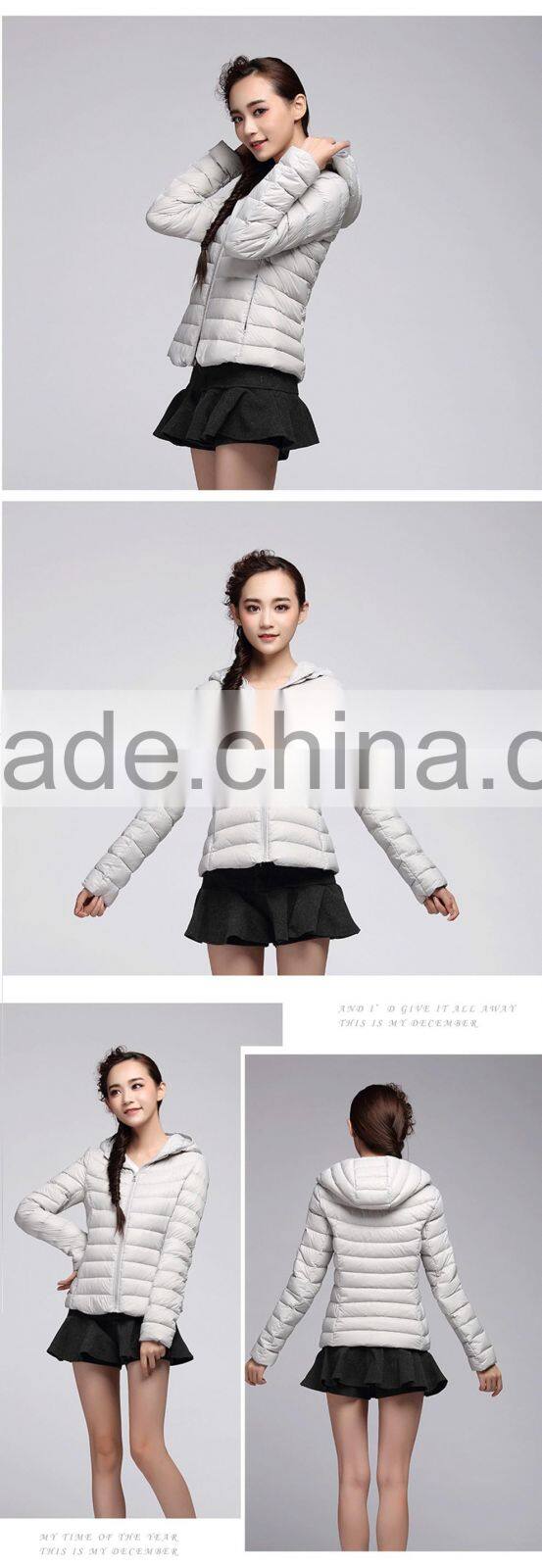 2015 sexy women slim hooded thin down coats