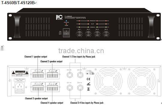 ITC T-4S60 Series Most Popular Made in China 4-input Audio Power Amplifier