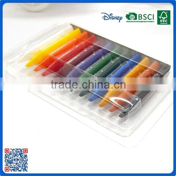 2016 wholesale 12 colors 3.5 inch wax crayons in pvc bag customized Logo printed crayons