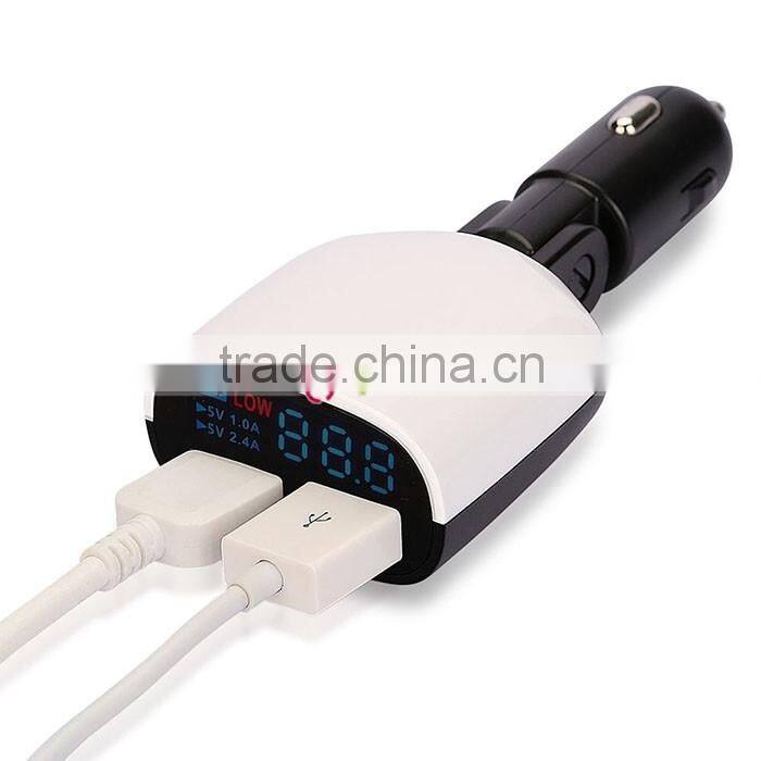 Dual LED Display USB Car Charger For Samsung Galaxy S6 Note 5 4 iPhone HTC White