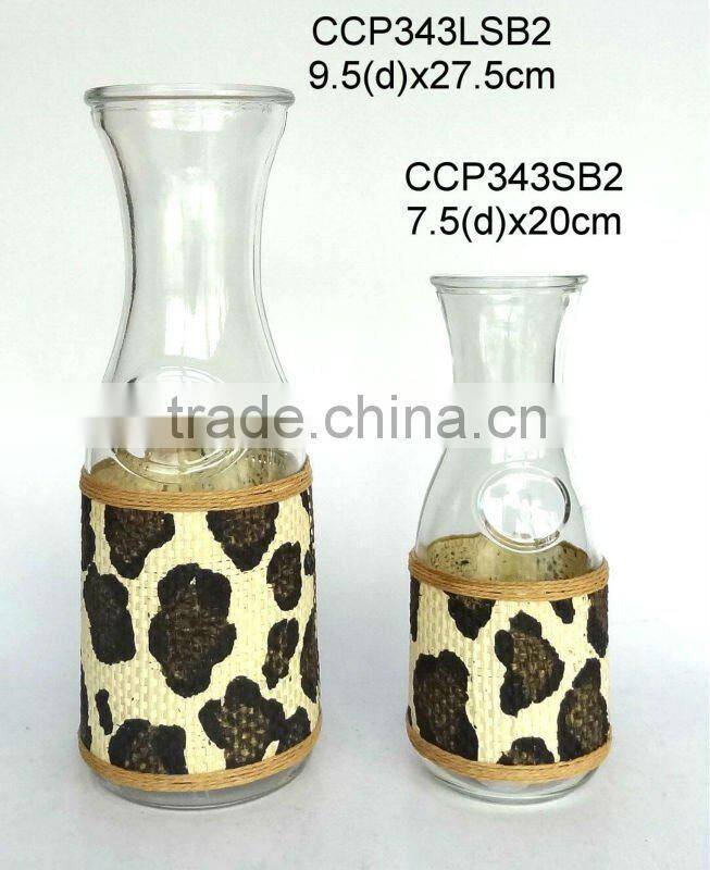 CCP056SB3 4pcs glass jar set with weaved coating