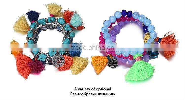 2016 Fshion rope shell chain charm tassel bracelet jewelry for wholesale