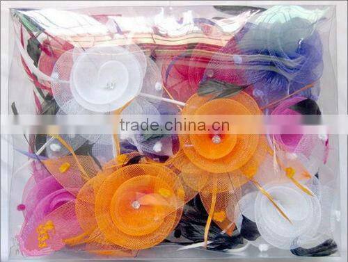 2013 New products creme feather flower for hair decorative flower